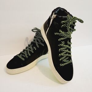 New P448 Mid Top Black Leather Suede Sneakers, Size 7,5
